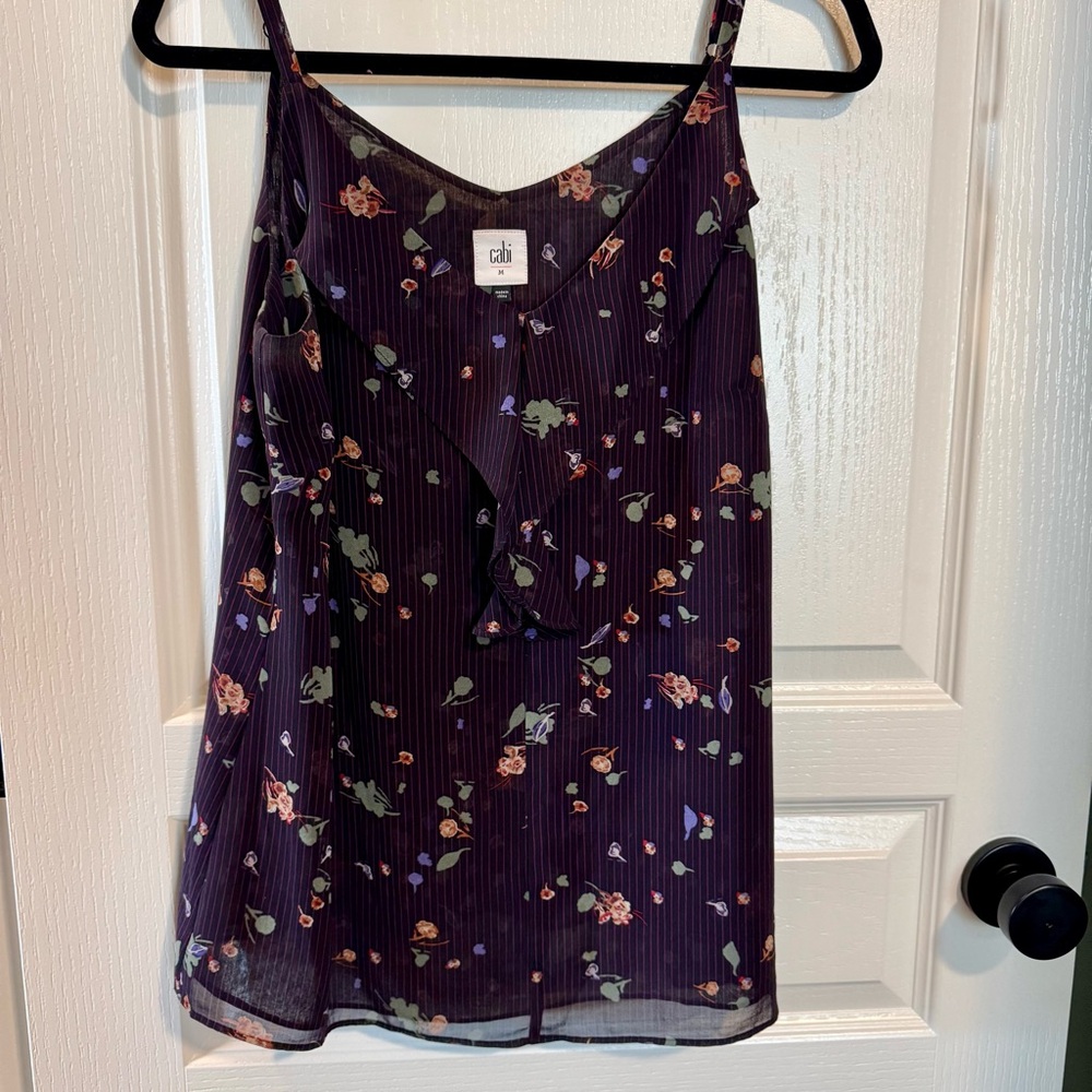 CAbi Women's Black Floral Camisole Top SIZE MED